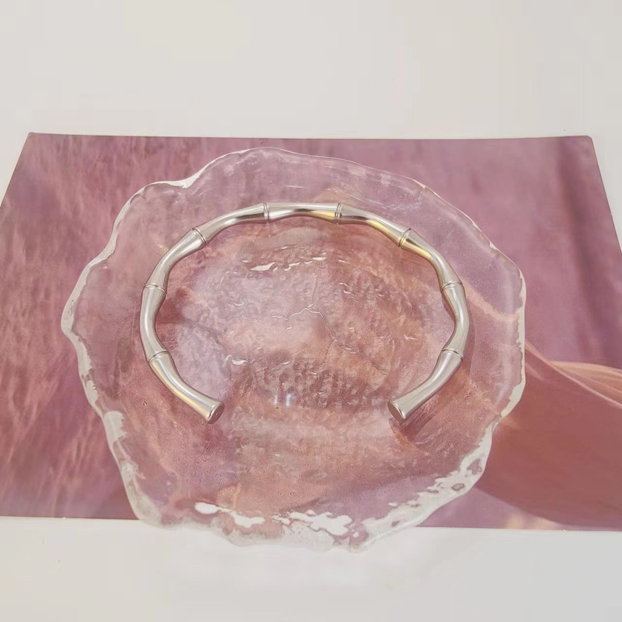 Wholesale Ladies Open Bamboo Section Simple Gold Titanium Steel Bracelet